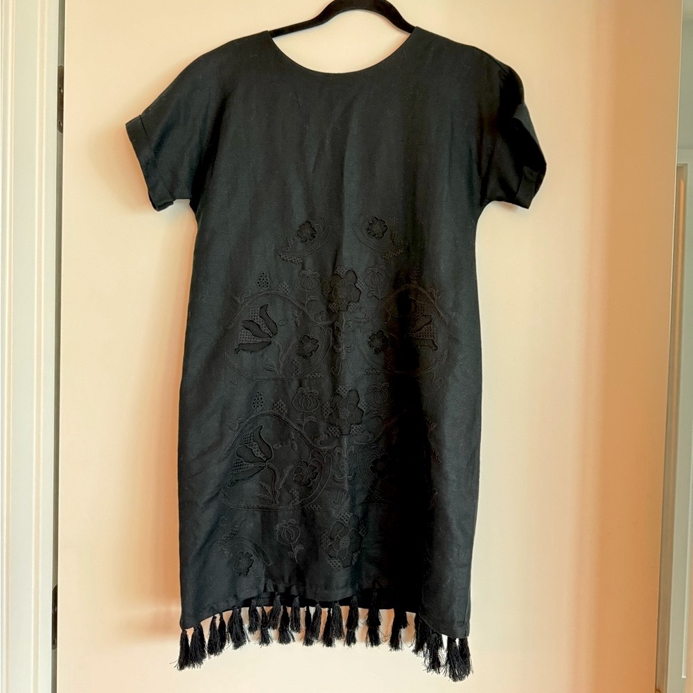 Madewell Black Tassel Hem Dress - Picture 2 of 5